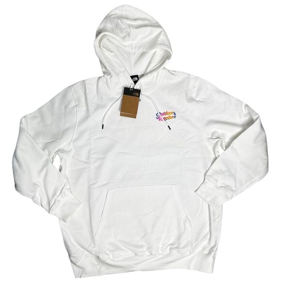The North Face Hoodie Mens L White Outdoor Together Colorful Adventure Orange - Picture 2 of 5